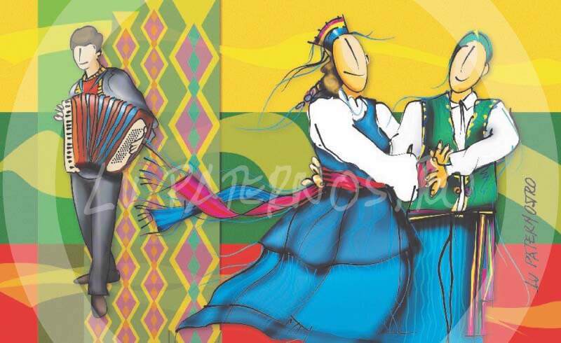 Ilustração "Lituanos", da série "Imigrantes do Brasil". 
 Copyright Lu Paternostro. Proibida cópia, uso ou reprodução desta imagem sem a autorização da artista. 