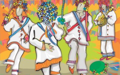 Ilustração “Ticumbi”. Manifestações da Cultura Tradicional Brasileira. Série Traços do Brasil.