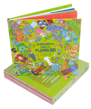 Capa do livro infantil O (Esquisito) Sumiço do Pijama 881 de Lu Paternostro, com menina Moringa e pijamas mágicos