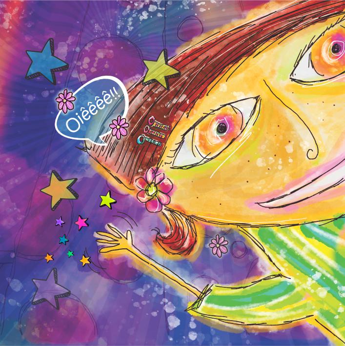 Cena do livro infantil sobre pijamas mágicos: Moringa voando com o Pijama 881